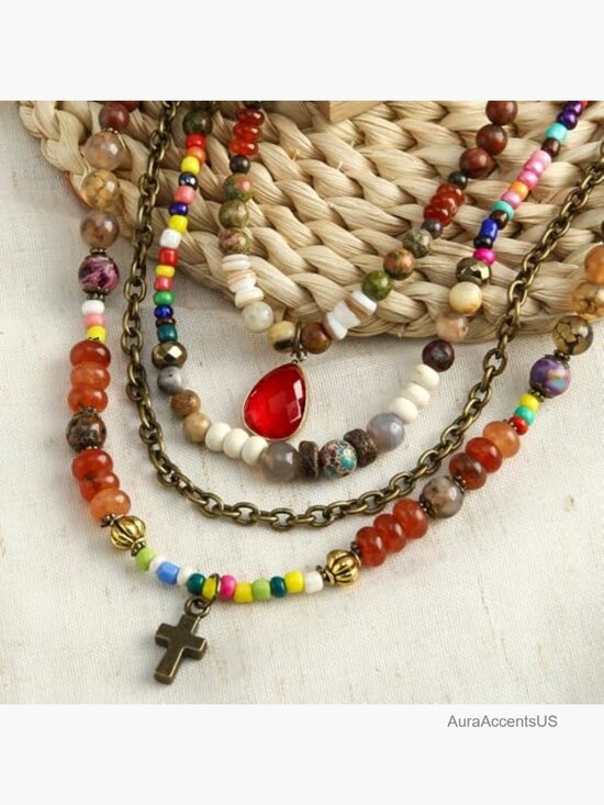 s-l400.jpg Boho Layered Beaded Necklace for Women Trendy